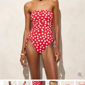J. Crew Red and White Vintage Polka Dot One Piece